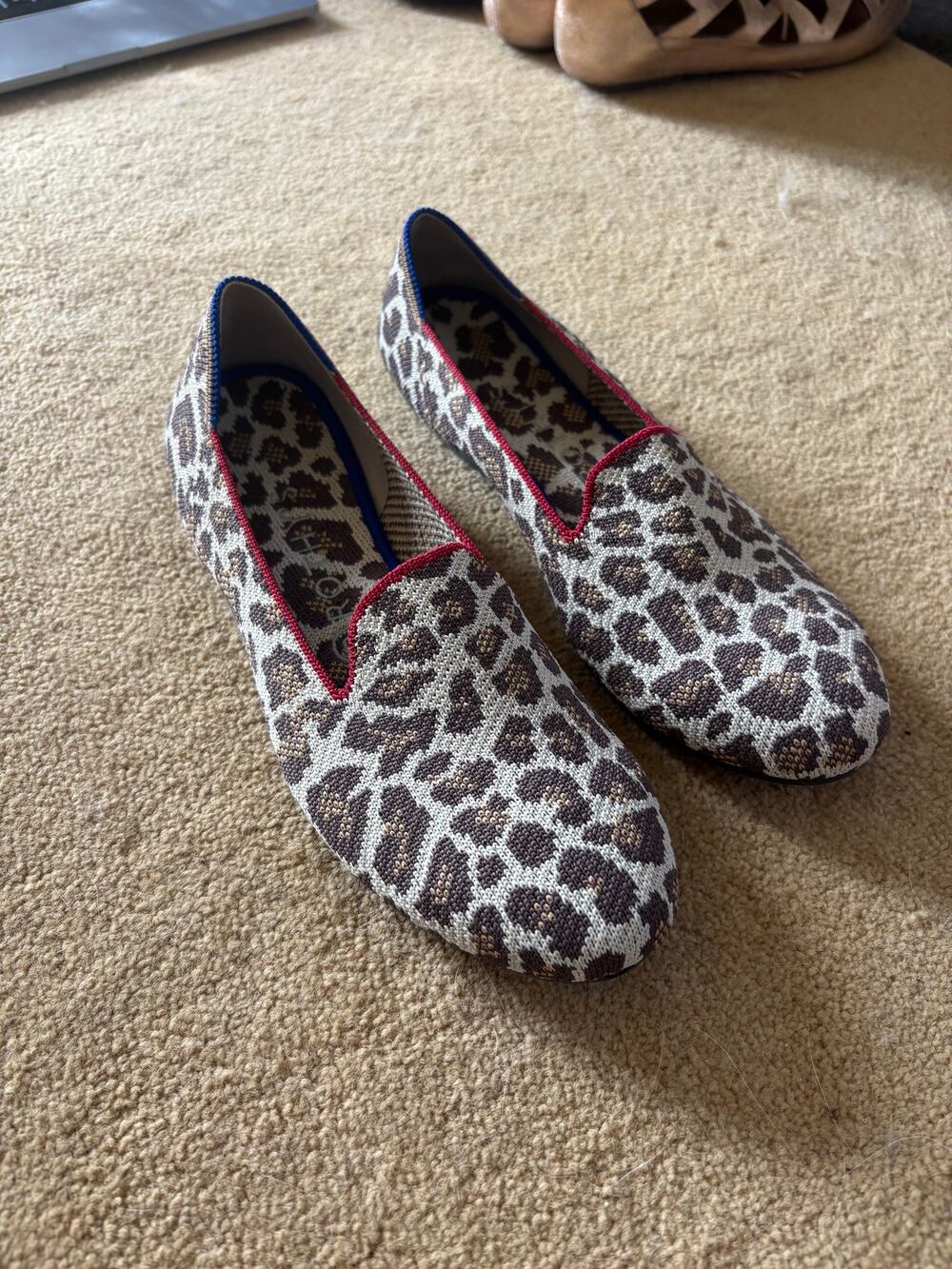Rothy's The Loafer Mocha Spot Leopard Print Knit Flats